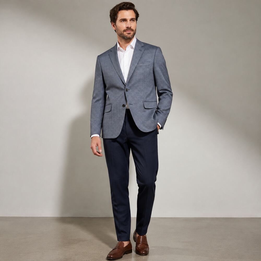 Ted Baker Endurance Jones Gray Plaid Blazer 40R Wool Blend NWOT